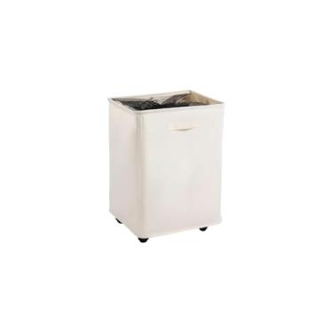 Imagem de Cesto Organizador Dobrável com Rodinhas, Plástico, Bege, 42x26x39cm, Estrutura Dobrável, Ventilado, com Alças