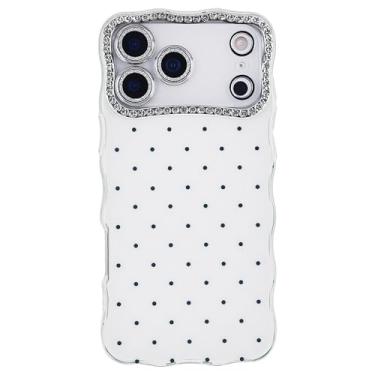 Imagem de DMaos Capa para iPhone 17, design fofo de bolinhas, diamantes destacáveis, protetor de vidro para lente de câmera, feminino para iPhone17 de 6,3 polegadas - branca