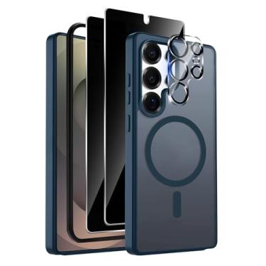 Imagem de Yskbilm Capa para Samsung Galaxy S25 Ultra, com 2 protetores de tela de privacidade + 1 protetor de lente de câmera, compatível com MagSafe, capa magnética fina à prova de choque para Galaxy S25 Ultra