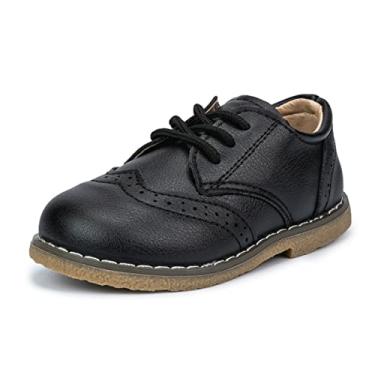 Imagem de Sapato social infantil infantil com cadarço perfurado Oxford confortável sola formal e casual, A2/preto, 17