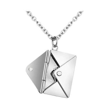 Imagem de Colar Pingente Envelope Carta De Amor Personalizado Em Aço Inoxidável 