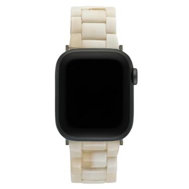 Imagem de MACHETE Pulseira para Apple Watch de 42 mm, 44 mm e 45 mm, com pulseira de aço inoxidável preta, resina de acetato, iWatch para Ultra 2 1 séries 9/8/7/6/5/4/3/2/1/SE, feminino e masculino (alabastro)