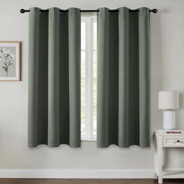 Imagem de MIULEE Cortinas blackout Dark Mallard para quarto, sala de estar, 113 cm de comprimento, 2 painéis, cortinas de escurecimento de ambiente com isolamento térmico, ilhós sólidos, redução de ruído