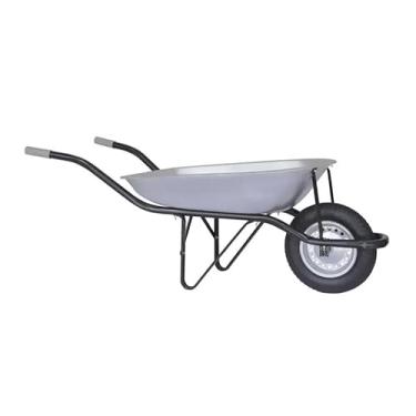 Imagem de Carrinho com rodas com pneus e câmaras de ar – capacidade de carga 100 kg, tambor circular, adequado para construção, engenharia e transporte de mercadorias pesadas (Galvanizado (Reforçado))