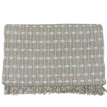 Imagem de Manta Tijolinho 100% Algodão 2,2x1,5m - Conjunto Decorativo para Cama e Sofá, Macia, Lavável e Multiuso(Caramelo com Cru)