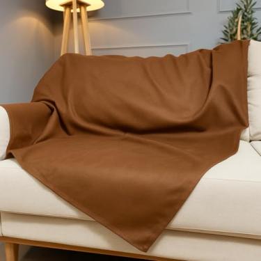 Imagem de Manta Sued Aveludada para Sofá - Toque Macio e Luxuoso, Decorativa e Aconchegante, Ideal para Salas e Quartos(Caramelo,4 Lugares)