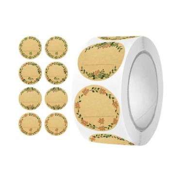 Imagem de 500 Adesivos Redondos Florais De Agradecimento Para Embalagens De Alim