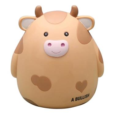 Imagem de Cofrinho de vaca para crianças, cofrinho inquebrável, lindo cofrinho de vaca preto, branco e amarelo, caixa de economia de dinheiro de grande e pequena capacidade, presente de aniversário de Natal