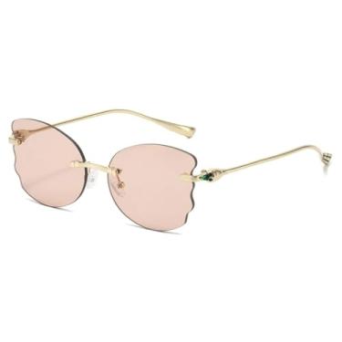 Imagem de HCHES Óculos de Sol Femininos e Masculinos Casuais de Luxo, Sem Armação e com Design Elegante, Proteção UV400 (Rosa Dourado)
