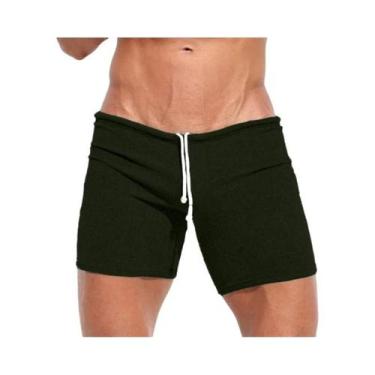 Imagem de Bermuda Casual Masculina De Verão Respirável Com Cordão Em Cores Sólid