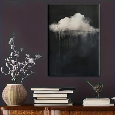 Imagem de 1 peça de pintura impressa, vintage Dark Academia Rain Cloud Canvas Wall Art, Pôster educacional sem moldura para escritório doméstico moderno, arte contemporânea de apartamento. (Observação: sem