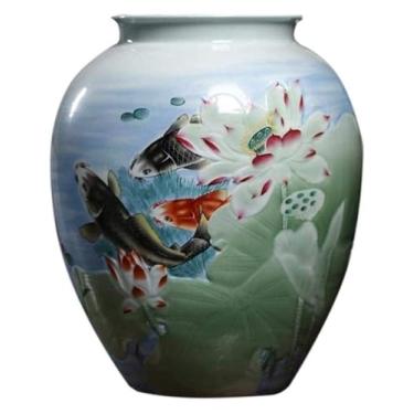 Imagem de Vaso decorativo de cerâmica clássica para decoração de flores secas, arte, casa, casa, sala de estar, quarto, escritório, mesa, decoração de cerâmica