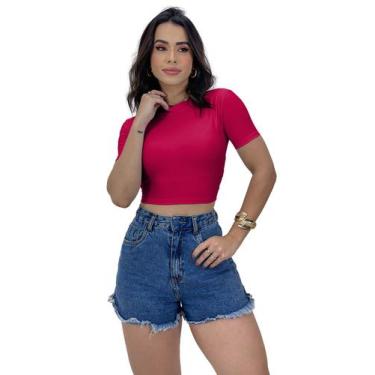 Imagem de Cropped Blusa T-shirt Feminina De Amarrar Trançada Costa Nua - SWISS B