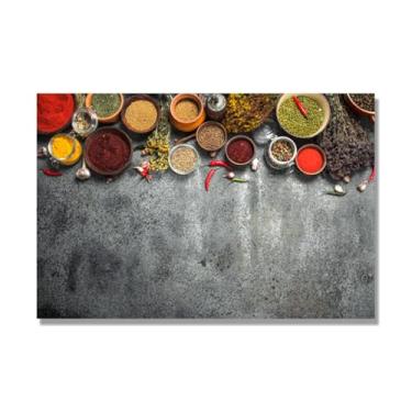 Imagem de NHLDZYH Tela decorativa cozinha, arte vintage especiarias coloridas, arte de parede quadros para sala de estar quarto cozinha. C52. 30 x 45 cm. Apenas tela
