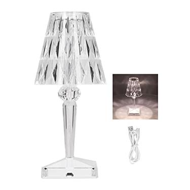 Imagem de Luz de Mesa Cristal LED com Carregamento USB Prisma Transparente Lâmpada Regulável para Decoração Ambiente Casamento Festa Banquete Presente