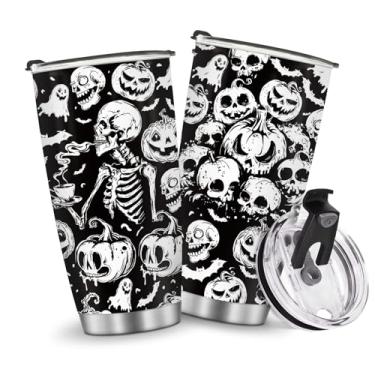 Imagem de Copos com isolamento de caveira, presentes para mulheres, homens, meninas, meninos, mãe, marido, pai, Halloween, aniversário, Natal, esqueleto, terror, presentes escuros, garrafas de água 590 ml