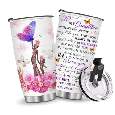 Imagem de Garrafa de água de viagem copos isolados borboleta caneca de café meninas mulheres presentes para Natal, aniversário, crianças, dia das mães, presente de aniversário 590 ml, quente e frio gelado