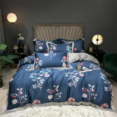 Imagem de Conjunto de cama macio e sedoso com estampa floral refrescante de verão, incluindo capa de edredom, lençol e lençol de baixo, modelo 8, 1,8 MBed.