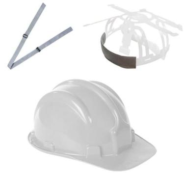 Imagem de Kit 5 capacete plt plastcor em polietileno selo  inmetro branco  c.a 3