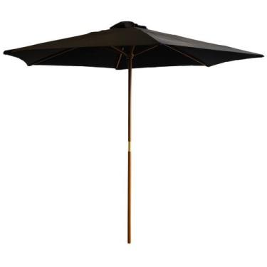 Imagem de Ombrelone Central de Madeira 2,40 metros Redondo Guarda Sol Piscina Pr