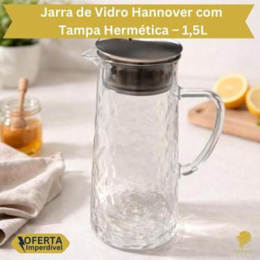 Imagem de Jarra Vidro 1,5L Hannover Tampa Aço Inox Hermética Resistente - Top Ri