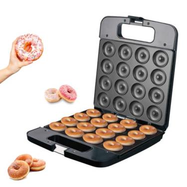 Imagem de Máquina de Donuts com Superfície Antiaderente Assa 16 Rosquinhas Perfeita para Sobremesas Padaria em Casa Operação Fácil Rápida e Eficiente Ideal Fest