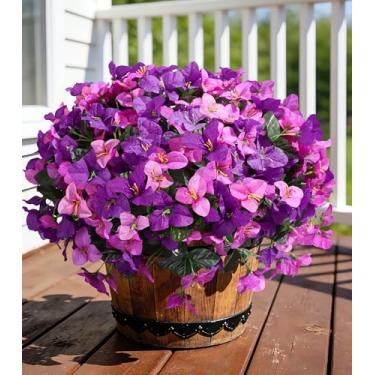 Imagem de Buganvílias falsas flores artificiais para atividades ao ar livre, plantas falsas primavera ao ar livre, 4 pacotes de flores de seda realistas resistentes a UV para varanda externa, pátio, janela