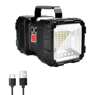 Imagem de Lanterna holofote de LED, lanterna recarregável, 4000 lm, 10000 mAh, holofote de alta potência, holofote de acampamento, 3 + 4 modos de iluminação, lanterna portátil de LED, à prova d'água, com saída