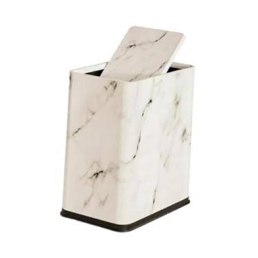 Imagem de ＫＬＫＣＭＳ Lixeira de banheiro com tampa de pressão, portátil, compacta e estreita, ideal para hotéis, escritórios e residências, Branco