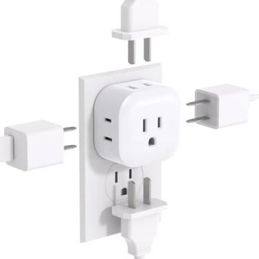 Imagem de Extensor de tomada multiplugue, 1 peça, divisor de tomada de parede com 5 tomadas, extensor de plugue múltiplo pequeno, Cruise Essentials, adaptador de saída sem protetor de surto para navio de