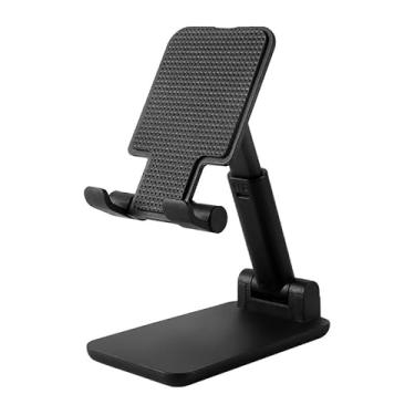 Imagem de Suporte de telefone minimalista branco elegante - acessório de mesa moderno com visualização ajustável, base antiderrapante, design dobrável para iPhone e e-Readers, todos os smartphones