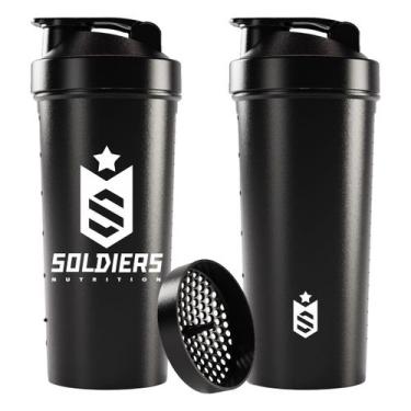 Imagem de Coqueteleira Slim 600ml Preto Logo Branco Soldiers Nutrition