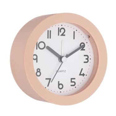 Imagem de PATIKIL Despertador analógico, despertador com luz de fundo, redondo, silencioso, movimento de quartzo sem tique-taque, operado por bateria para quarto, escritório, sala de estar, mesa, prateleira