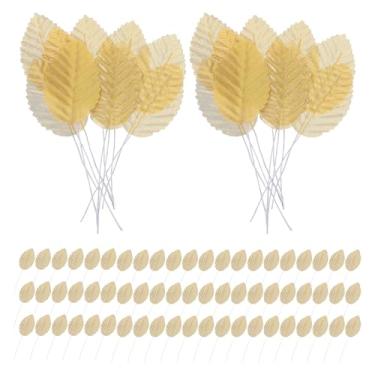 Imagem de ABOOFAN 100 peças de folhas verdes artificiais para artesanato faça você mesmo, casamento, festa de aniversário, buquês de noiva, decoração de casa, arranjos florais