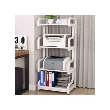 Imagem de KEG801302 Organizador de arquivos de escritório, escritório, armazenamento doméstico, três camadas, grande capacidade, prateleira, estante, copiadora, impressora, mesa (branca)