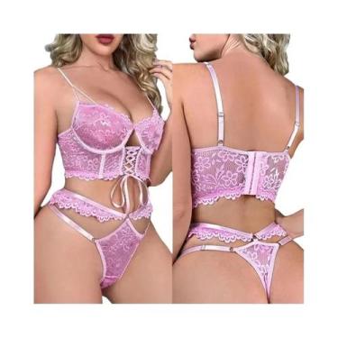 Imagem de Conjuntos De Sutiã E Calcinha De Renda Preta Para Mulheres, Lingerie S