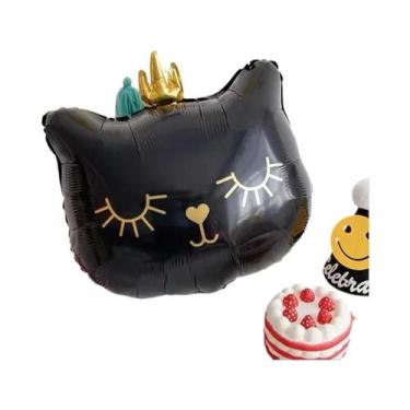 Imagem de Balão De Filme De Alumínio Com Tema De Gatos E Coroa De Desenho Animad