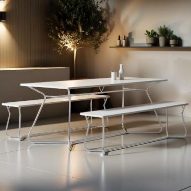 Imagem de Conjunto de Mesa Retangular com 2 Bancos Retrô Para Área Gourmet 180X9