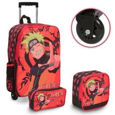 Imagem de Mochila Infantil Menino Rodinha Naruto Lancheira + Estojo - TOYS 2U