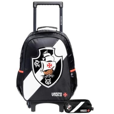 Imagem de Kit Vasco Time Futebol Mochila Rodas Costas + Estojo Duplo - Xeryus