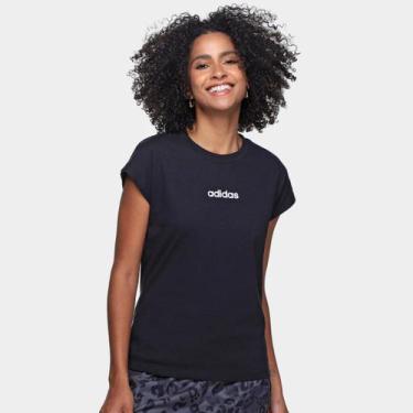 Imagem de Camiseta Adidas Logo Linear Feminina, Preto, GG