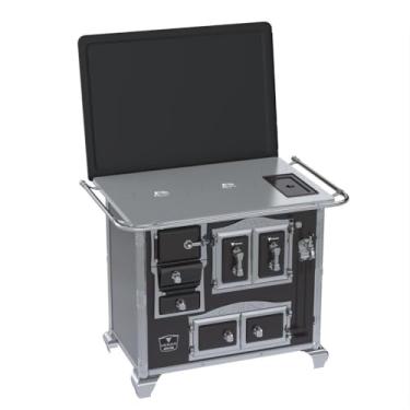 Imagem de Fogão a Lenha N 2 Gab Sec Xv Chapa de Aluminio Preto Saida Direita