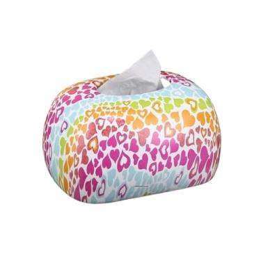 Imagem de Capa de caixa de lenços de papel colorido padrão de amor adequado para sala de estar mesa caixa de guardanapo de cerâmica suporte de caixa de lenços