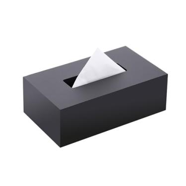 Imagem de Caixa de lenços prática, dispensador facial de guardanapo acrílico para casa, escritório, restaurante, decoração de mesa, organizador (preto, grande)