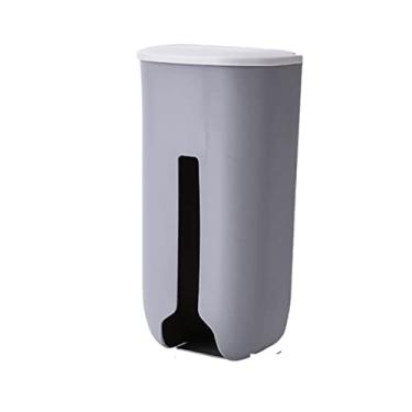 Imagem de Organizador de panelas e frigideiras de cozinha suporte de saco de plástico dispensador de parede suporte de saco de lixo recarregável protetor de saco de armazenamento de cozinha (cor: cinza) (cinza)