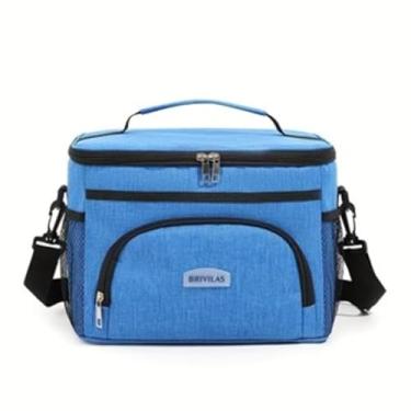 Imagem de Bolsa TéRmica Grande Para AlmoçO — Fabricada Em Tecido Oxford ImpermeáVel E Resistente, Adequada Para O Trabalho, Escola, Viagens, Encontros E Muito Mais.(Azul safira)