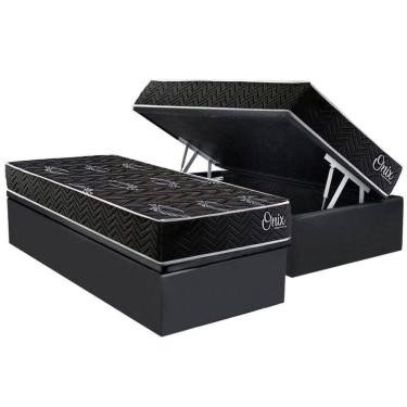 Imagem de Cama Box Baú Solteiro + Colchão Ortopédico Kappesberg D28 AnatÃ´mico Onix + Base CRC Corano Gray