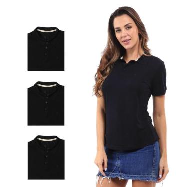 Imagem de Camisa Polo Feminina Manga Curta Piquet Dia a Dia Kit 4