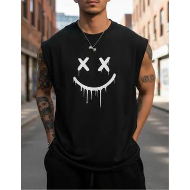 Imagem de Regata Masculina Smile Machão 100% Algodão Plus Size G1 Ao G5 - LISHOO