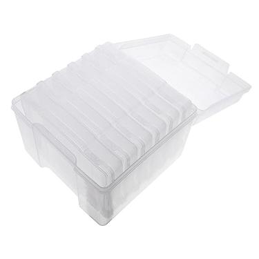 Imagem de Caixa de armazenamento de fotos de plástico transparente, 12 compartimentos individuais, estojo organizador de fotos empilhável para fotos de 10 x 15 cm, fotos de família, polaroids, organização de